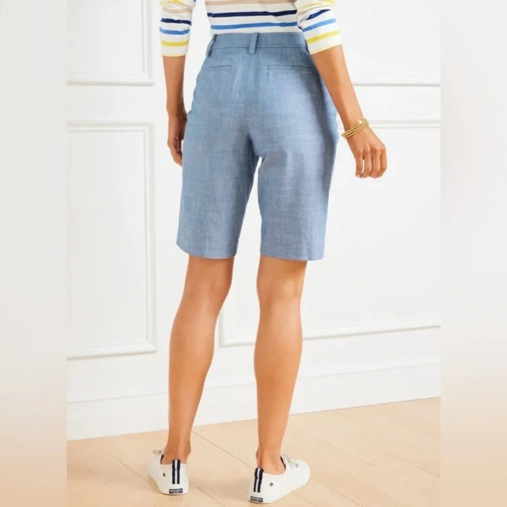 Talbots ‘Perfect Short’ 10.5 Inch Chambray Bermuda Shorts 100% Cotton Women Sz 2